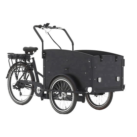 Elektrische Bakfiets TROY 26 Inch - Zwart/Bruin of Zwart Elektrische Bakfiets TROY 26 Inch - Zwart/Bruin of Zwart